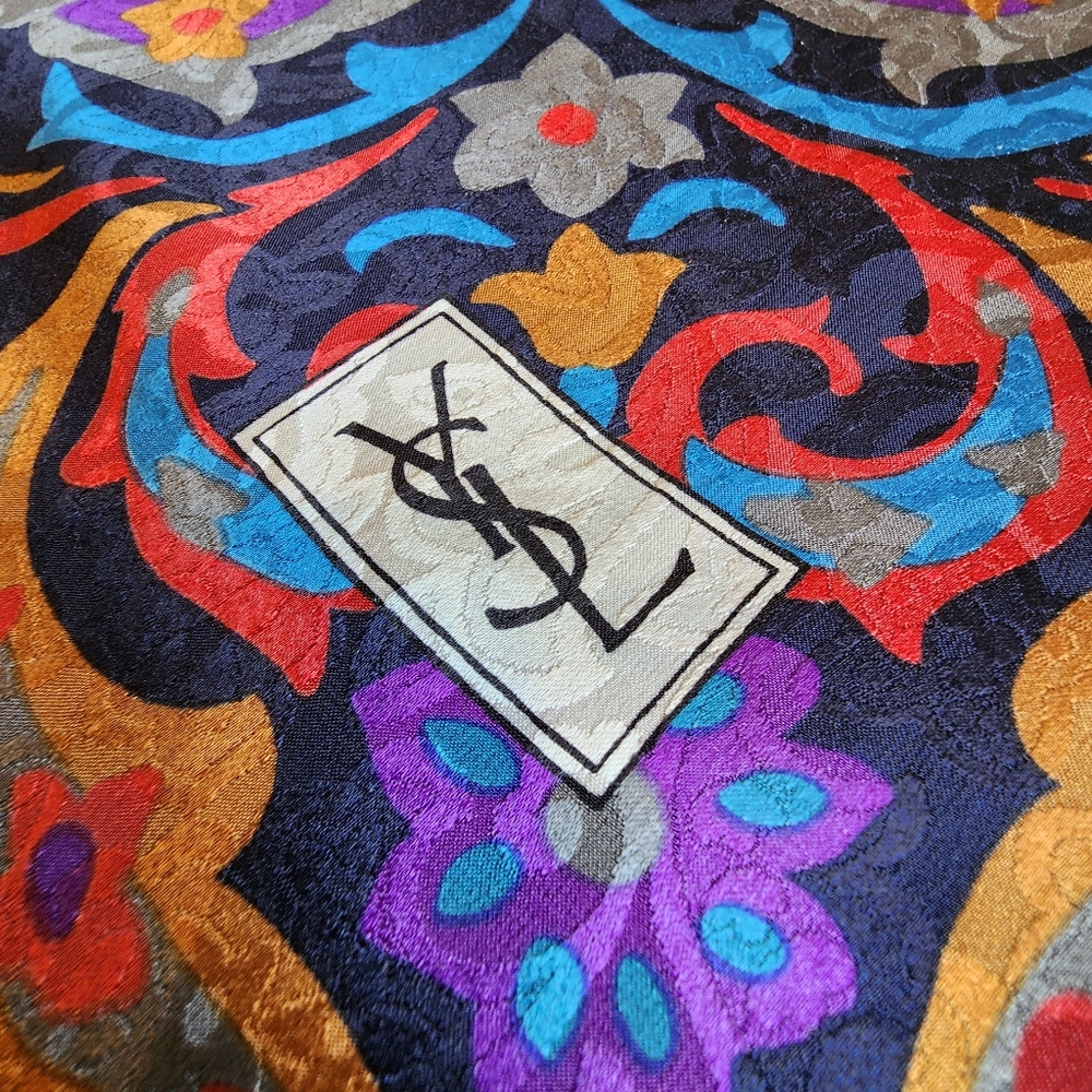 Gorgeous Vintage 80's YSL 100% Silk Scarf